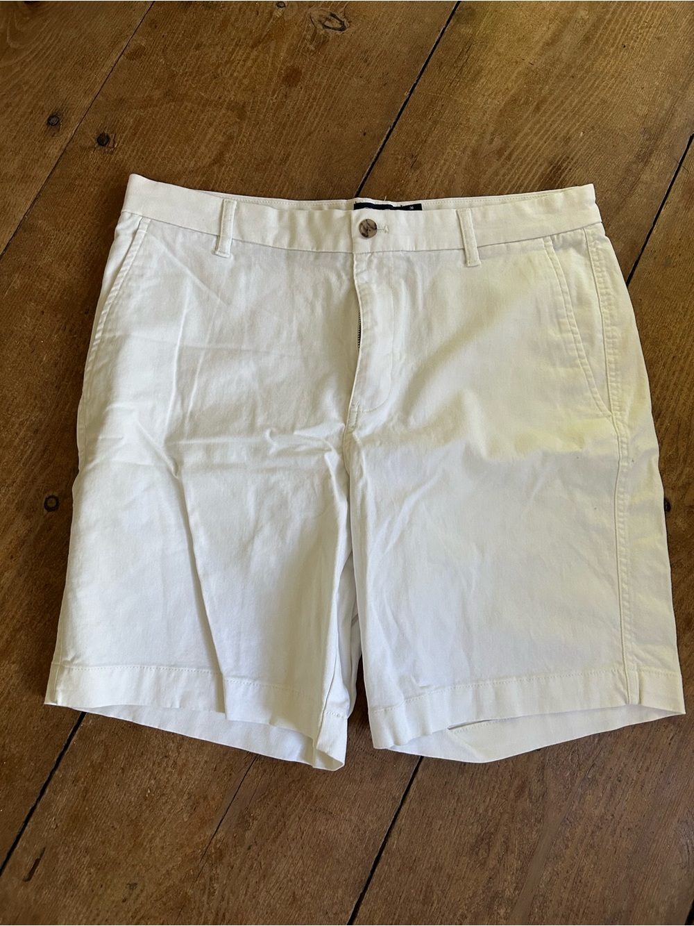 Chaps White Cotton Flat-Front Shorts